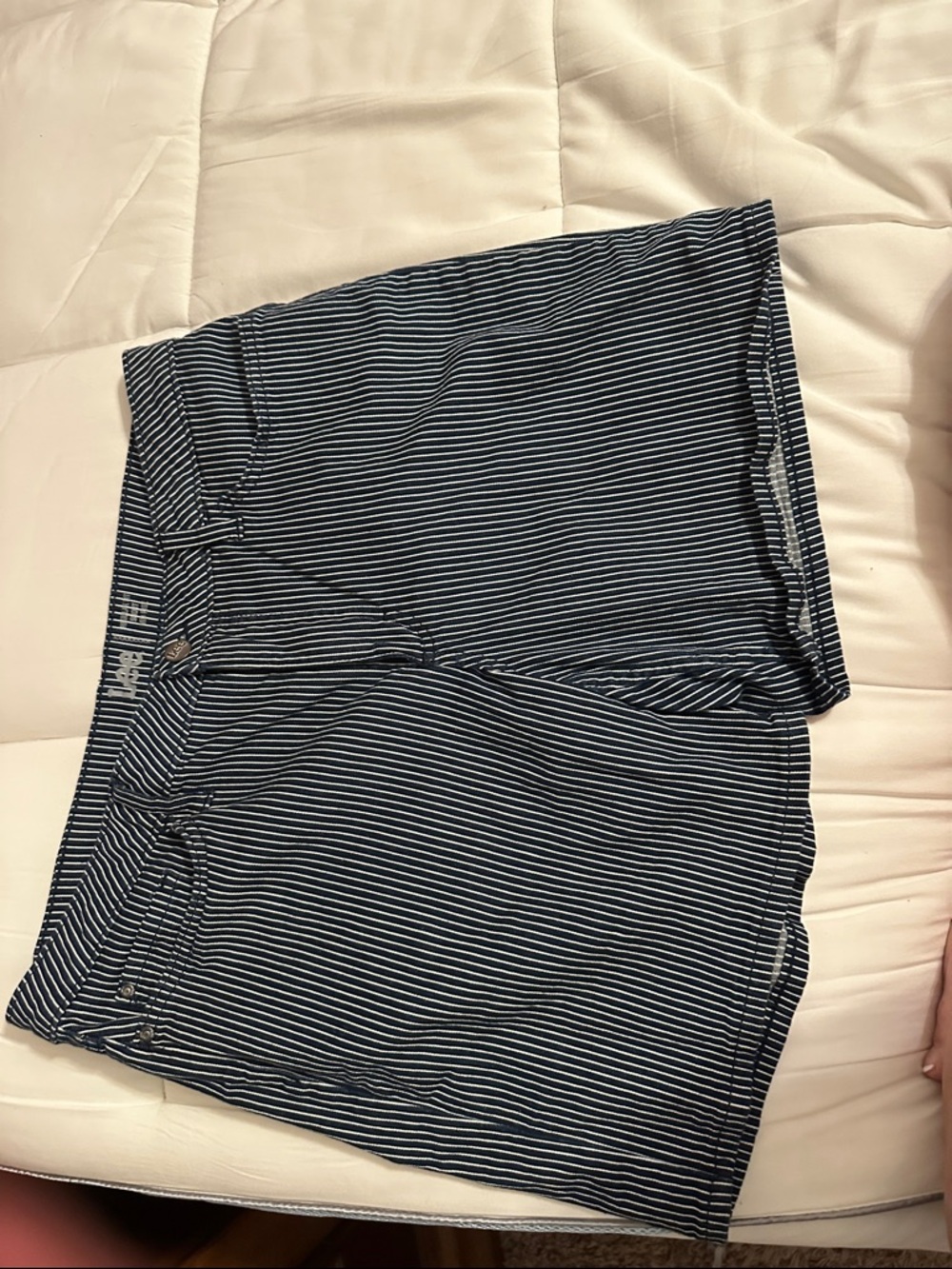 Lee Navy and White Pinstripe Shorts